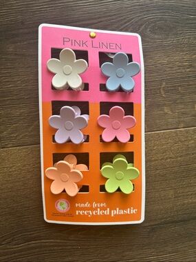 Pink Linen Kids Flower Hair Clips - Pastel Multicolor Set
